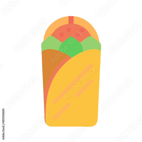 Flat design icon of a shawarma wrap or gyro