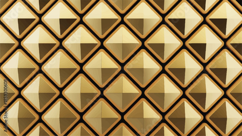 A seamless geometric pattern of golden shapes viewed from directly above in a luxurious environment