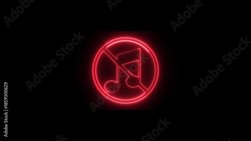 Forbidden music icon. Music no allowed, audio icon animation. Music ban symbol, 4k video