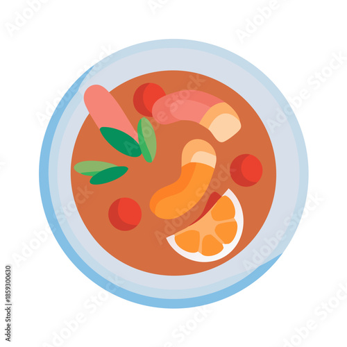 Minimalistic vector illustration of vibrant fruit soup dish