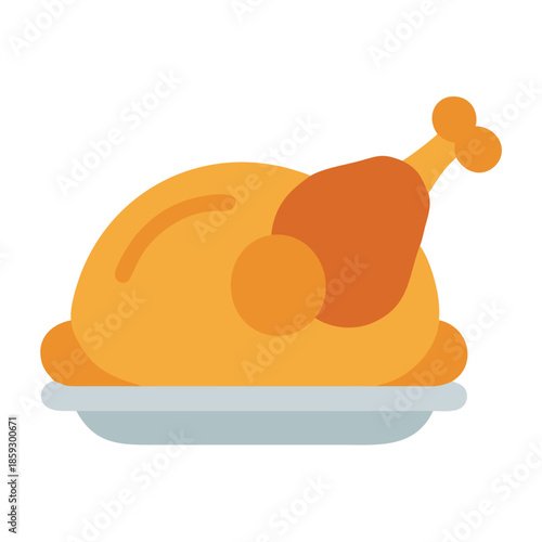 Roasted turkey on platter for holiday celebration concept