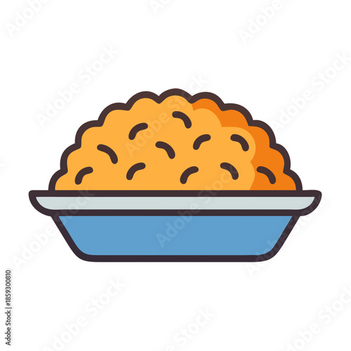Stylized rice pilaf bowl icon on a white background