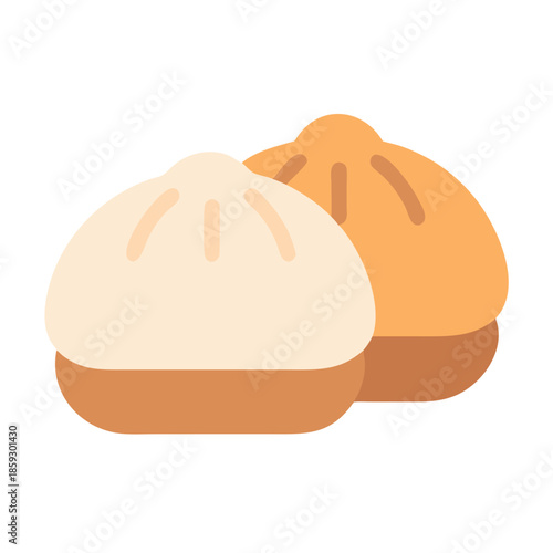 Stylized illustration of two soup dumplings on white background