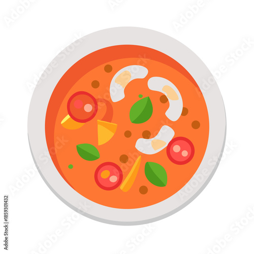 Vector graphic of seafood tomato soup in a bowl