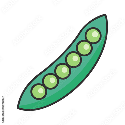 Flat green peas in pod healthy food illustration