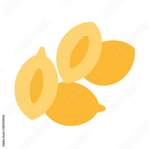 Stylized flat illustration of yellow plums against white background