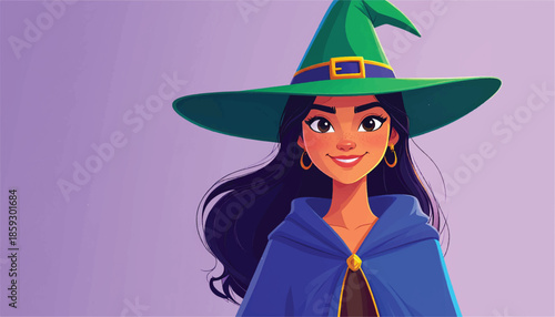 Enchanting Witch Portrait - A Captivating Halloween Character Illustration.