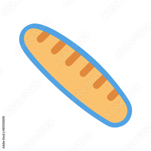 Flat vector icon of a loaf of bread isolated