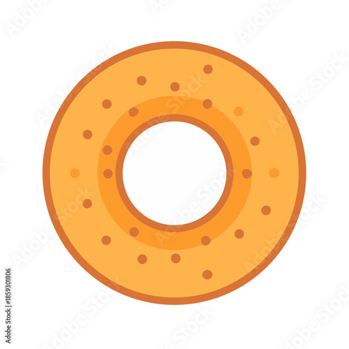 Round bagel illustration with flat design on white background
