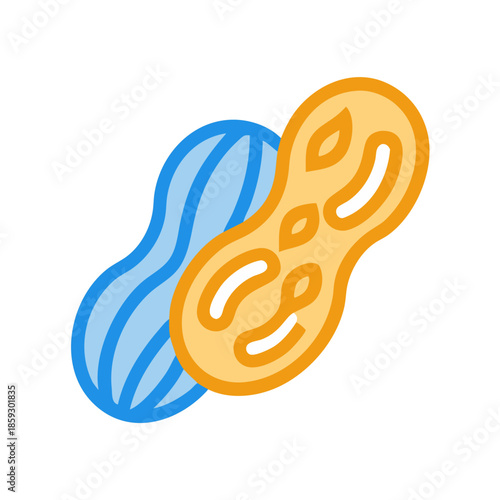 Stylized peanut illustration on white backdrop depicting food concept