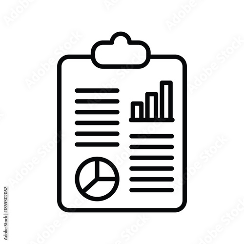 Data report line icon for analytics, statistics, and business insights. Minimal outline vector design for dashboards, reports, apps, UI, websites, and digital projects.
