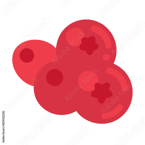 Simple flat illustration of three cranberries against a black backdrop