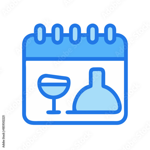 Calendar icon showing wine glass and bottle graphic