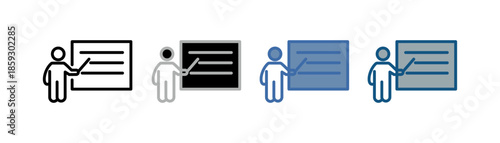 
teacher icon set multiple style collection with design of teacher teaching