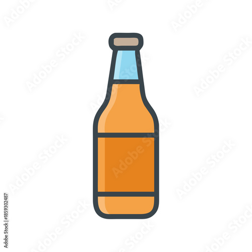 Graphic bottle illustration with label on white background