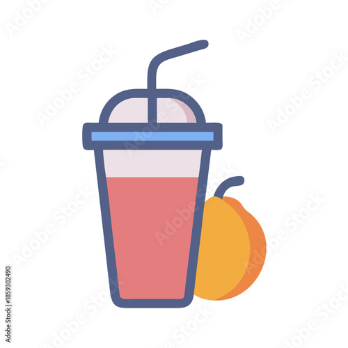 Peach smoothie in take away cup with straw