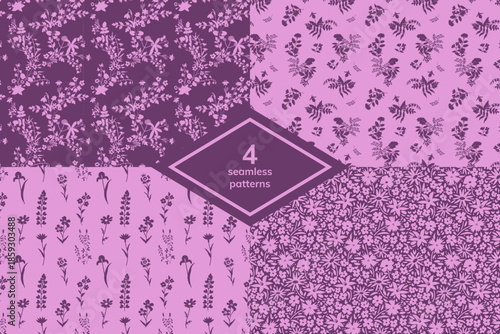 Seamless vector decorative patterns set