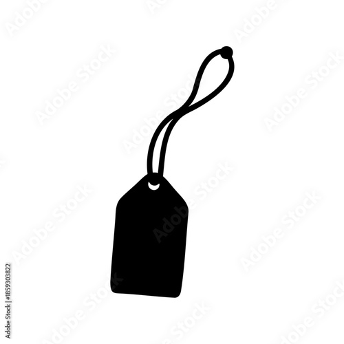 Silhouette of a simple black tag attached with a string loop