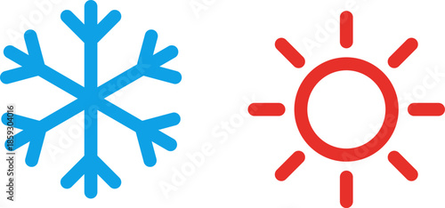 Snowflake and sun icons