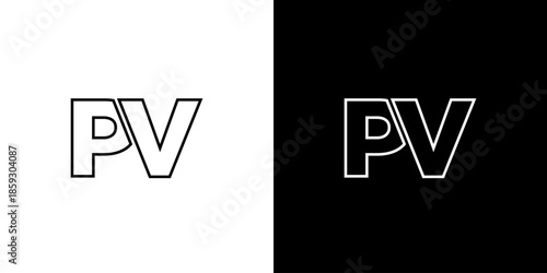Letter P and V, PV logo design template. Minimal monogram initial based logotype.