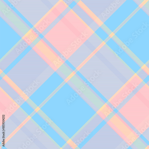 Kingdom texture tartan check, upscale fabric textile pattern. Hotel vector plaid background seamless in cyan and pink colors.