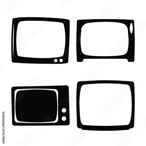 Retro tv sets and vintage television icon collection vector art Vector
