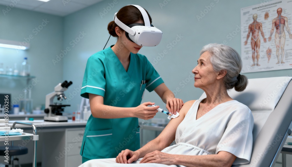 Obraz premium AI Powered Virtual Reality Elderly Care and Patient Interaction