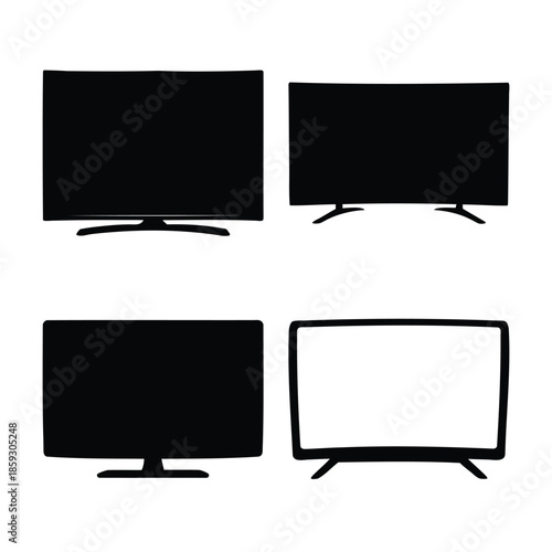 Hand-drawn television set icons with different screen styles Vector