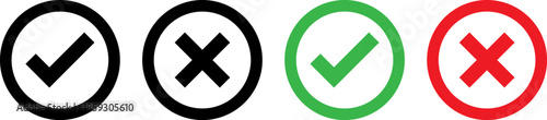 Set of check and cross symbols