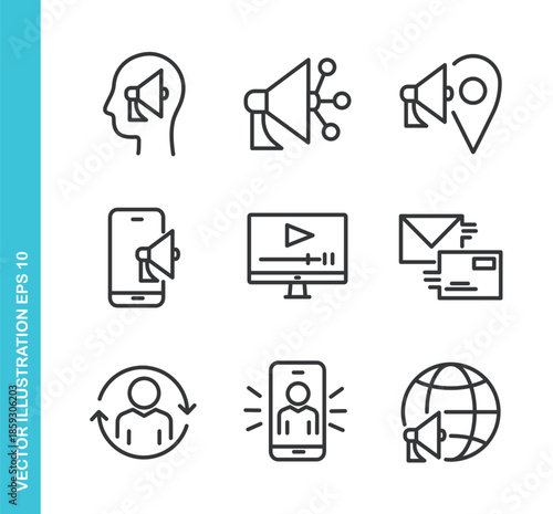 Set of Marketing Strategy Icons. Thin Line Symbol Elements Collection