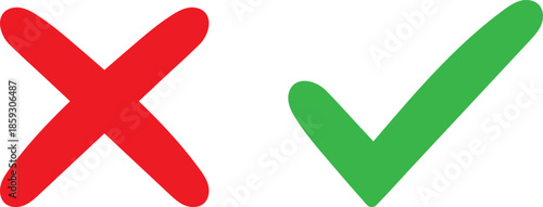 Red cross and green check mark