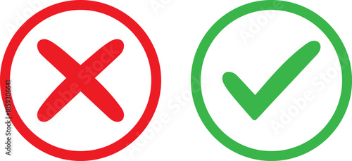 Red cross and green check