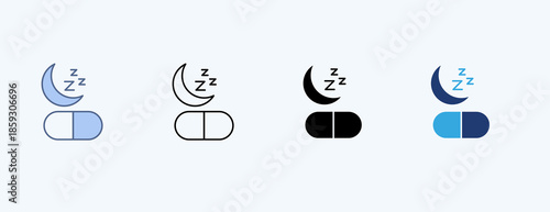 Sleeping Pill Multiple Icon Illustration Vector