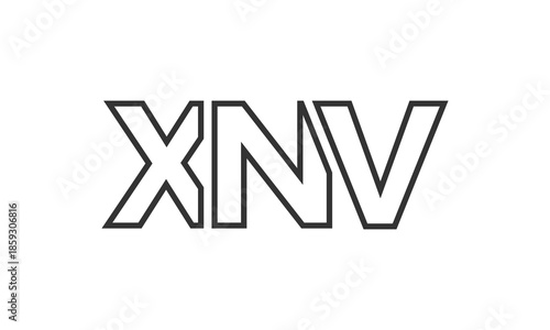 XNV logo design template with strong and modern bold text. Initial based vector logotype featuring simple and minimal typography. Trendy company identity.