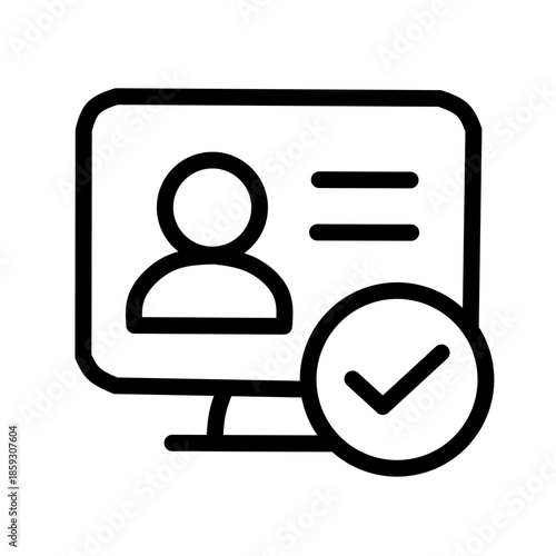 Verified ID Card Outline Icon Line Vector Transparent Background
