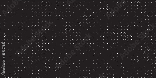 Snow, stars, fairy twinkling lights, rain drops on black background. Abstract vector noise. Small particles of debris and dust. Distressed uneven grunge texture overlay.