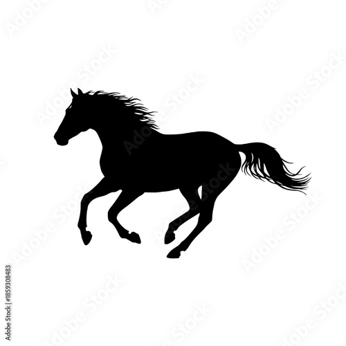 Galloping Horse Black Vector Silhouette