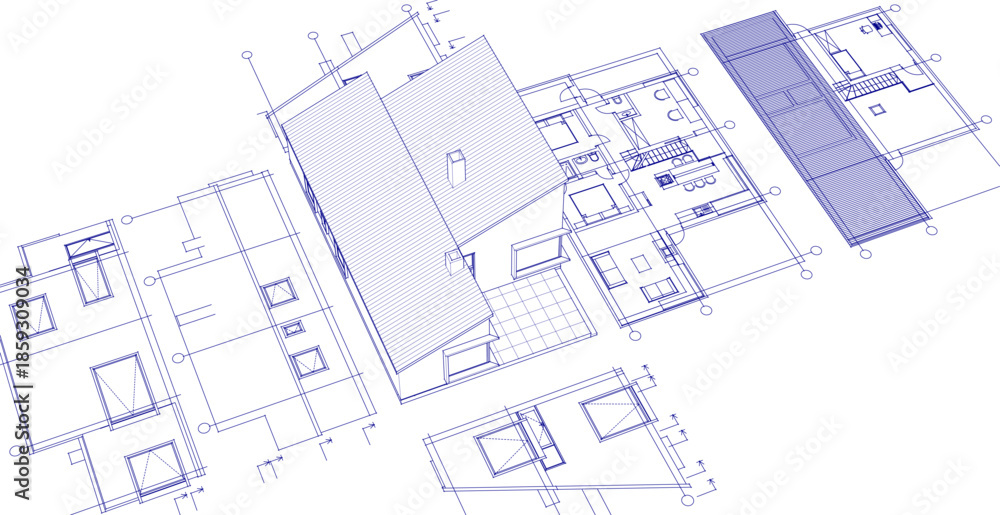Fototapeta premium house architecture plan 3d illustration 
