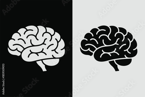 Dichotomy brain concept icon set for psychology and thought
