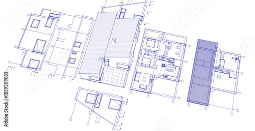 house architecture plan 3d illustration	