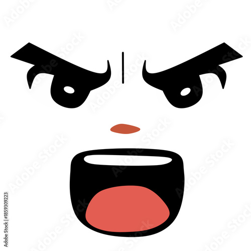Vector illustration of a funny cartoon face mask design featuring a black silhouette woman with a fashion smile and theater art lips icon