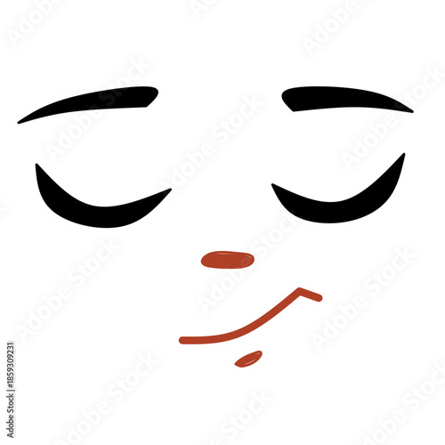 Vector illustration set of cartoon woman face icons featuring a black silhouette design with a smile, eyes, and lips for fashion and beauty art