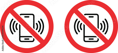 No mobile phone vibration allowed sign prohibition notice vector
