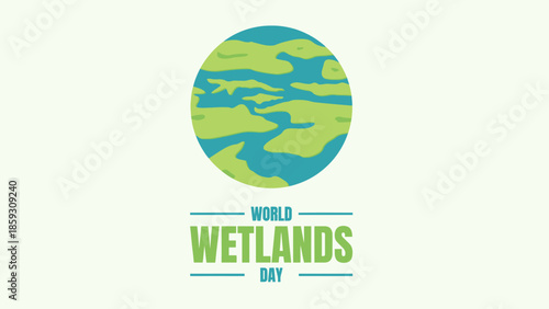 World Wetlands Day poster with abstract aerial view of a marshland ecosystem