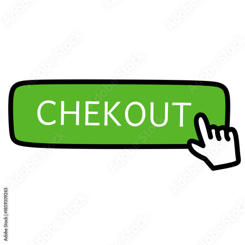 A 3d vector illustration of a green web button icon with a hand cursor clicking a business sign for a free online download on a computer technology website