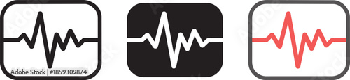 Heartbeat pulse line icon for cardiology and medical diagnostics in various styles