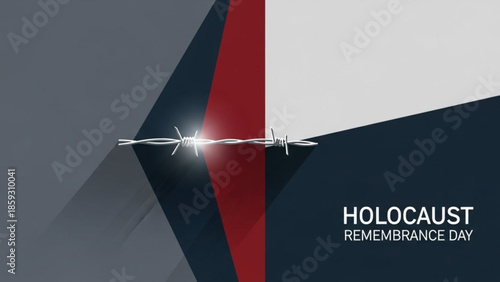 Vector graphic illustration of Holocaust Remembrance Day with symbolic menorah and Star of David