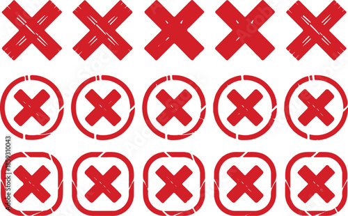 Red textured crosses collection, collection of different crosses in red