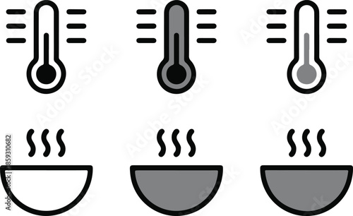 Hot cold food temperature icon set for cooking design