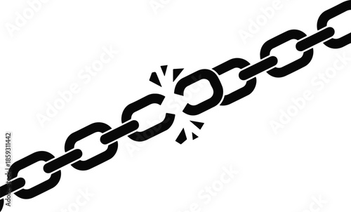 Broken metal chain link symbol icon for freedom concept